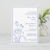 ボタニカルリージェンシーヴィンテージパステル結婚ブルー 招待状 (スタンド正面)