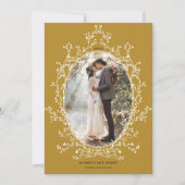 ボタニカルリースの結婚おめでとうゴールドフォト シーズンカード (正面)