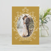 ボタニカルリースの結婚おめでとうゴールドフォト シーズンカード (スタンド正面)