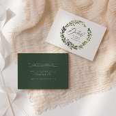 ボタニカルリースの結婚式ディテール ウォーターカラーの葉 ノートカード