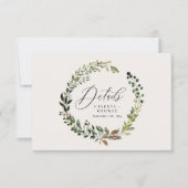 ボタニカルリースの結婚式ディテール ウォーターカラーの葉 ノートカード (正面)