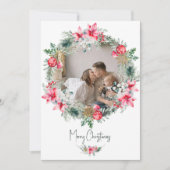 ボタニカルリースウォーターカラースノーフレーククリスマス シーズンカード (正面)