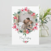 ボタニカルリースウォーターカラースノーフレーククリスマス シーズンカード (スタンド正面)