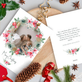 ボタニカルリースウォーターカラースノーフレーククリスマス シーズンカード