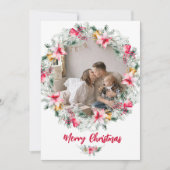 ボタニカルリースウォーターカラースノーフレーククリスマス シーズンカード (正面)