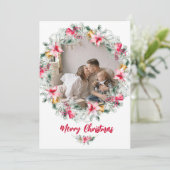 ボタニカルリースウォーターカラースノーフレーククリスマス シーズンカード (スタンド正面)