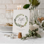 ボタニカルリースエレガントなウェディングテーブル番号 テーブルナンバー<br><div class="desc">水素朴色の植物性リースの結婚葉のスクリプトのテーブル番号のデコール記号。モダンエレガント結婚の範囲コレクションの一部</div>