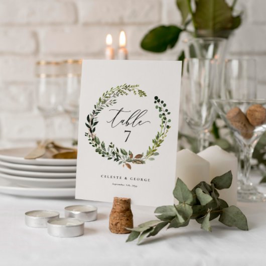 ボタニカルリースエレガントなウェディングテーブル番号 テーブルナンバー