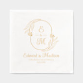 ボタニカルリースカスタムウェディングイニシャル 箔ナプキン (正面)