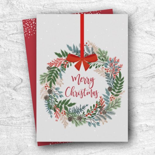 ボタニカルリースクリスマスホリデーカード シーズンカード