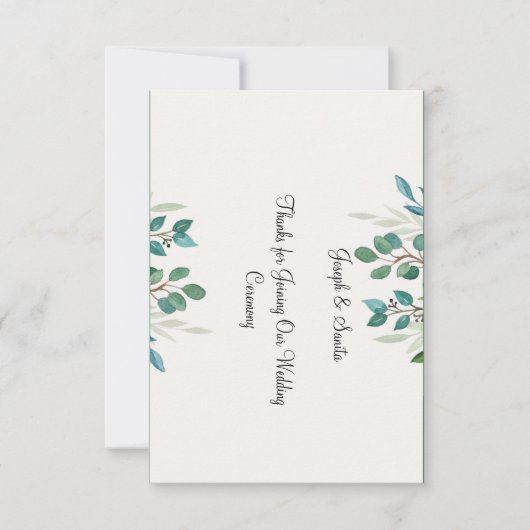 ボタニカルリースグリーンリーサンキューフラットカード サンキューカード (正面)