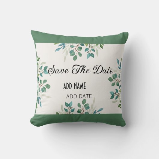 ボタニカルリースグリーンリー広場は日付を保存 クッション (正面)