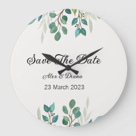 ボタニカルリースグリーンリー広場は日付を保存 ラージ壁時計