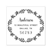 ボタニカルリースネーム差出人住所グリーンリー セルフインキングスタンプ (デザイン)