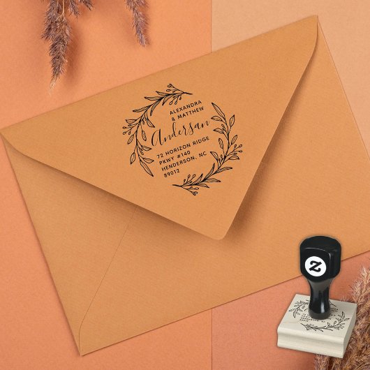 ボタニカルリースファミリーネーム差出人住所 ラバースタンプ