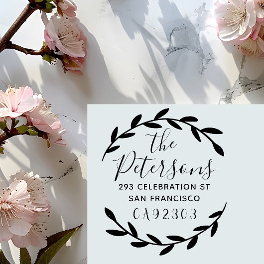 ボタニカルリースファミリー名スクリプト差出人住所 セルフインキングスタンプ