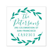 ボタニカルリースファミリー名スクリプト差出人住所 セルフインキングスタンプ (デザイン)