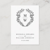 ボタニカルリースモノグラムウェディングRSVP QRコード エンクロージャーカード (裏面)