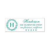 ボタニカルリースモノグラムネーム&差出人住所 セルフインキングスタンプ (デザイン)