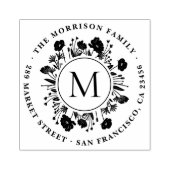 ボタニカルリースモノグラムラウンド差出人住所 ラバースタンプ (インプリント)