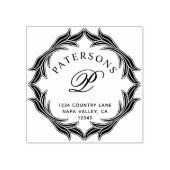 ボタニカルリースモノグラム差出人住所 ラバースタンプ (インプリント)