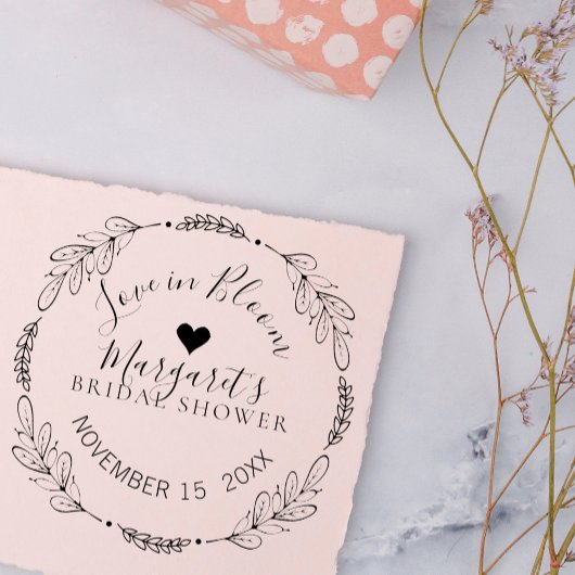 ボタニカルリースラブイン開花ブライダルシャワー ラバースタンプ