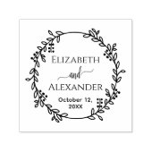 ボタニカルリース新郎新婦の名前結婚日付 セルフインキングスタンプ (デザイン)