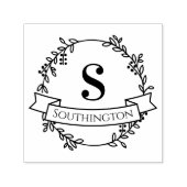 ボタニカルリース結婚ワンイニシャルのバナー#4名 セルフインキングスタンプ (デザイン)