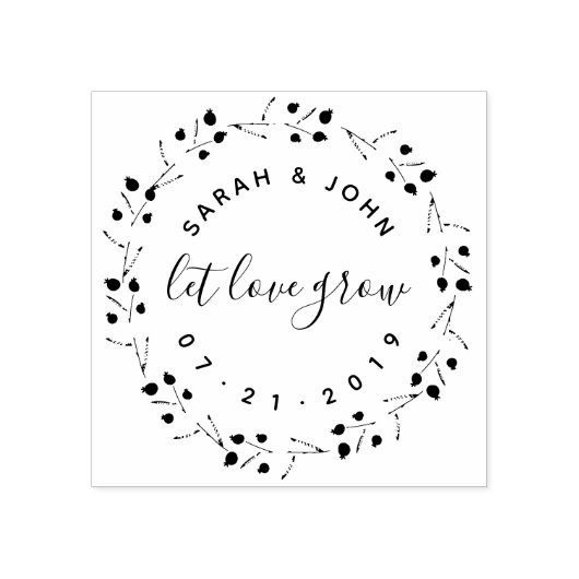 ボタニカルリース&スクリプトラブグロース結婚ズ ラバースタンプ (インプリント)