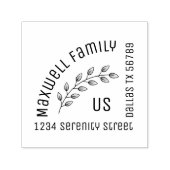 ボタニカルリース、葉コーナアドレス セルフインキングスタンプ (デザイン)