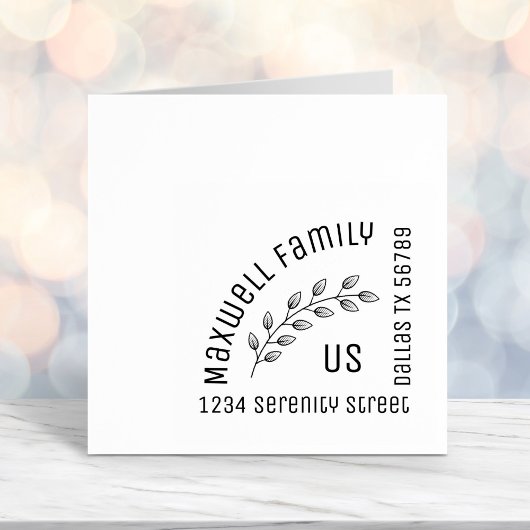 ボタニカルリース、葉コーナアドレス セルフインキングスタンプ