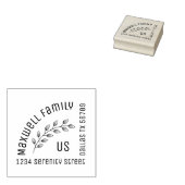 ボタニカルリース、葉コーナアドレス ラバースタンプ (押印)