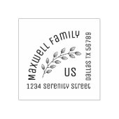 ボタニカルリース、葉コーナアドレス ラバースタンプ (インプリント)