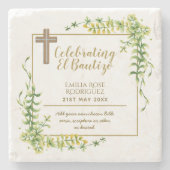 ボタニカルリーフバウティゾバウティスマの洗礼名の句 ストーンコースター (正面)