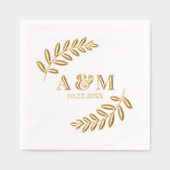 ボタニカルリーフモノグラムイニシャル&デ結婚ートズ 箔ナプキン (正面)