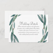 ボタニカルリーフリースウェディングレセプション詳細 招待状 (正面/裏面)