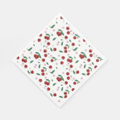 ボタニカルレッドさくらんぼの緑&花 スタンダードランチョンナプキン (角)