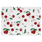 ボタニカルレッドさくらんぼの緑&花 ラージペーパーバッグ (裏面)