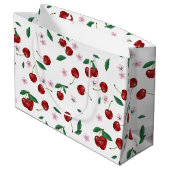 ボタニカルレッドさくらんぼの緑&花 ラージペーパーバッグ (裏面アングル)