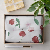 ボタニカルレッドさくらんぼの緑&花 薄葉紙 (ギフト)