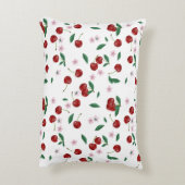 ボタニカルレッドさくらんぼグリーン&さくらんぼ花 アクセントクッション (裏面(縦))