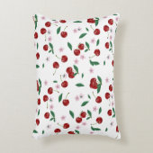 ボタニカルレッドさくらんぼグリーン&さくらんぼ花 アクセントクッション (正面(垂直))