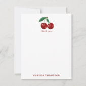 ボタニカルレッドさくらんぼグリーン&さくらんぼ花 サンキューカード (正面)