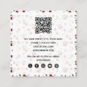 ボタニカルレッドさくらんぼグリーン&さくらんぼ花 スクエア名刺 (裏面)