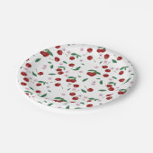 ボタニカルレッドさくらんぼグリーン&さくらんぼ花 ペーパープレート (アングル)