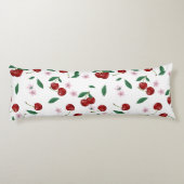 ボタニカルレッドさくらんぼグリーン&さくらんぼ花 ボディピロー (裏面)
