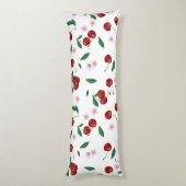 ボタニカルレッドさくらんぼグリーン&さくらんぼ花 ボディピロー (裏面 (縦))