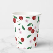 ボタニカルレッドさくらんぼグリーン&さくらんぼ花 紙コップ (裏面)