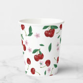 ボタニカルレッドさくらんぼグリーン&さくらんぼ花 紙コップ (左)