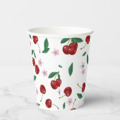ボタニカルレッドさくらんぼグリーン&さくらんぼ花 紙コップ (右)
